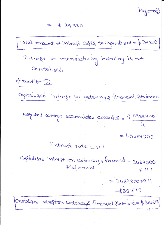 Page not = $ 39880 Total amount of interest Coşte to Capitalized = $ 39880 Intrest on manufacturing inventory is not Capitali