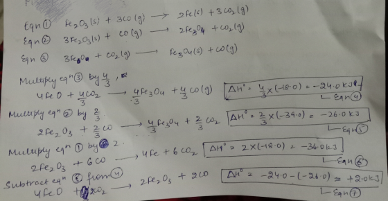 I Cany tqno ko (s) + 3 (а) 2 (c) + 3 o, ta) 46 3,041) + co (4) - 2k194 +,1) Eqn . 3rego + CO₂(g) reg On (s) + Co (g) Мару а*@