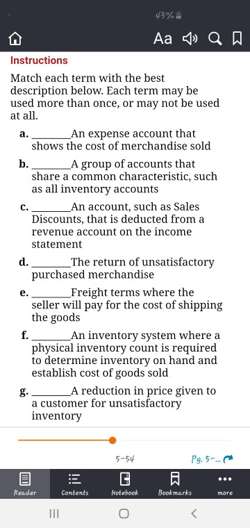 a . 43% Aa -» QD Instructions Match each term with the best description below. Each term may be used more than once, or may n