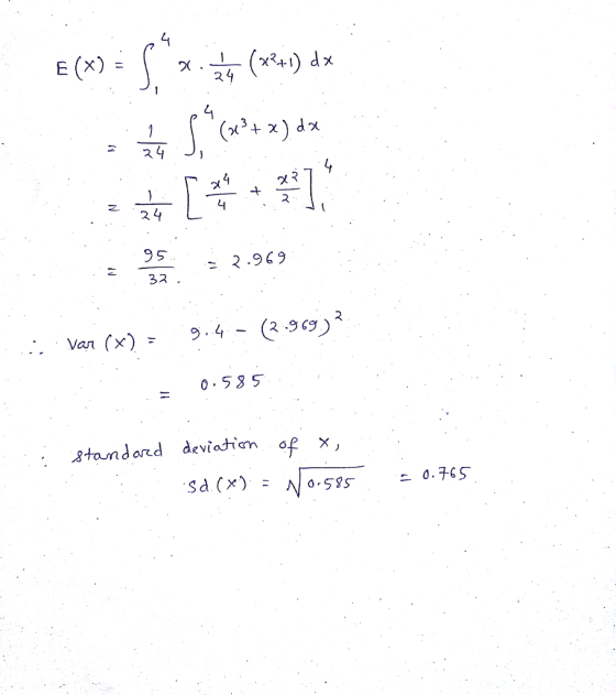 E (X) = ズ ㄐ 2 24 . · 95 3ス . 0585 standord deviatian op x,