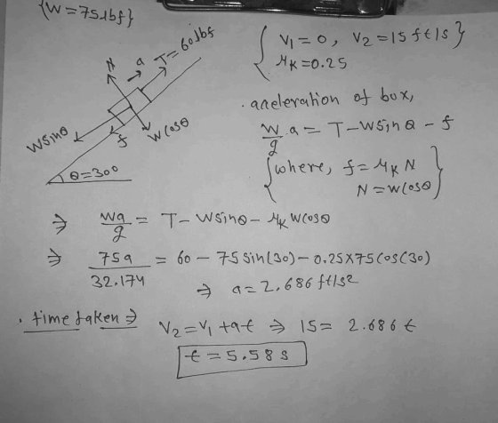 K=0.25 anelera hon box, 759 32.174 60-75 SinL3o)-0.25%75 CosCZo) = う a2.2 , 686 ftlse