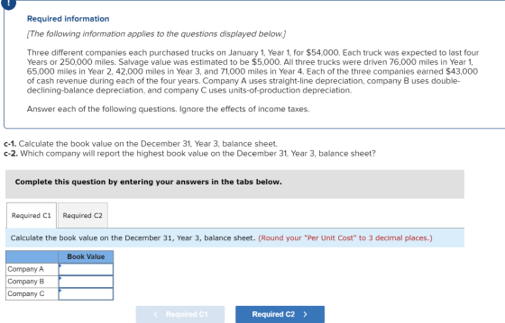 Required information (The following information applies to the questions displayed below.) Three different companies each pur