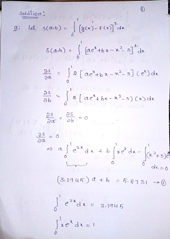 0 Solution: - La scab) = (gen) - Fonya scaib) = 5 (oe++be--? Ja [ae+bx -x3-5] (el) de x ²_3] da as да 0 as ab a [ ae*tb«-«?