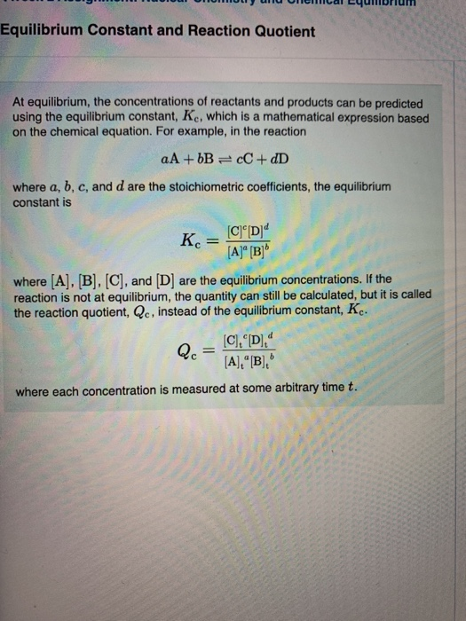 JUU UHUMU UU UHCMlal yumurium Equilibrium Constant and Reaction Quotient At equilibrium, the concentrations of reactants and