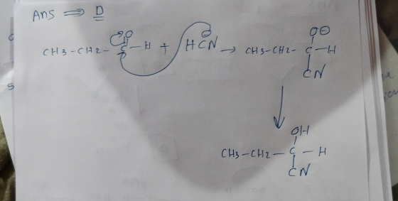 AnS D CH3-CH2-CE + HCN CHICHI CH3 – CH2 애 CH₃-CH2- G - H
