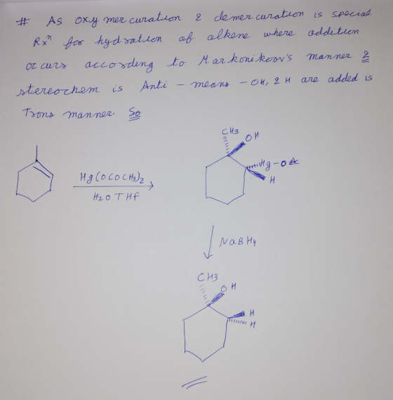 # As Oxy mer curation 2 demer curation is Spaciad RX fo hyd atlen af alkone where additien according to Markonikervs Ot curs