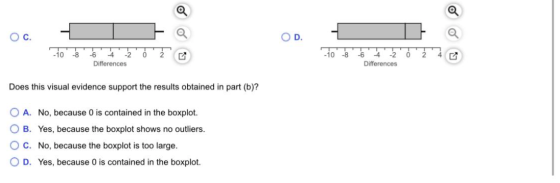 O c OD 710-8 710-8 0 -6 2o Differences 2 -6 -2 Differences 4 Does this visual evidence support the results obtained in part (