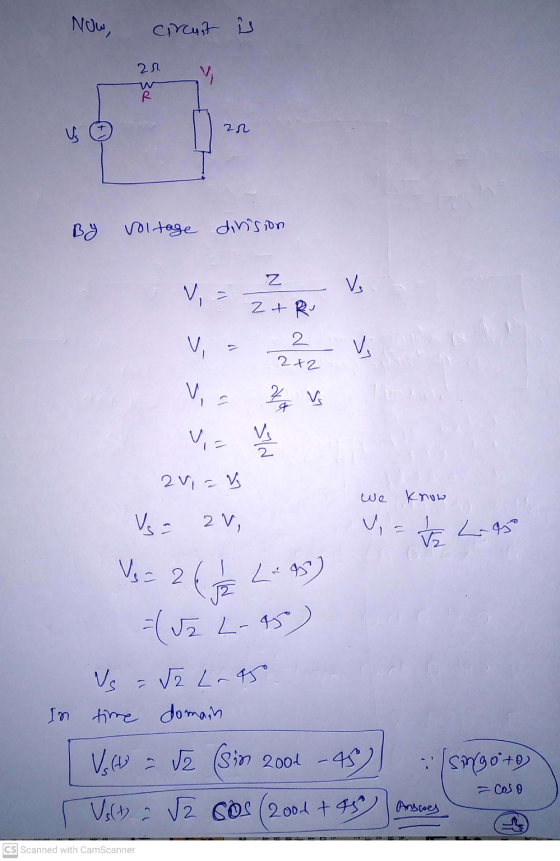 Now, creuit 20 y R zr By voltage division Z VO V, - 2+Ru 2 2+2 V Vi V sd 2v1 = V we know know Vsa 2V Vio V L.95 V=2 I L-5) JE