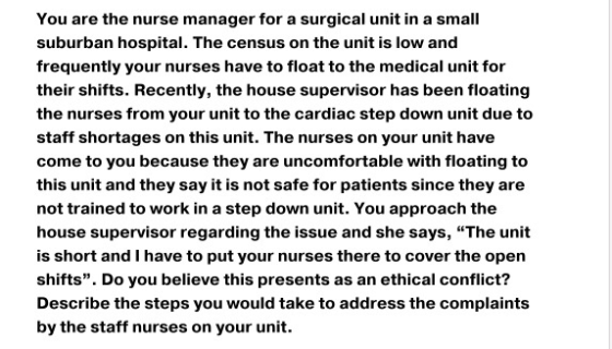 You are the nurse manager for a surgical unit in a small suburban hospital. The census on the unit is low and frequently your