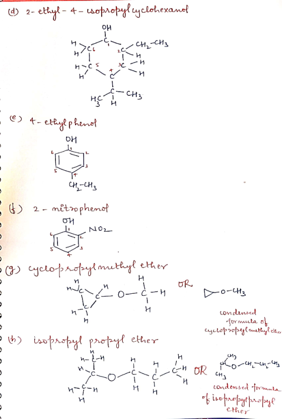 d) 2-ethyl- 4 - isopropylcyclohexanol | 안 ICT Zc-CH₂-CH3 u ņ -H CSC th . Her CH3 - (0) 4-ethylphenol 애 ĪT CH-CH3 8 (6) 2- nit
