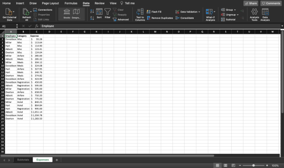 Formulas Data Review Share Comments Clear O Group Ed Home Insert Draw Page Layout Connections E Properties Get External Refre
