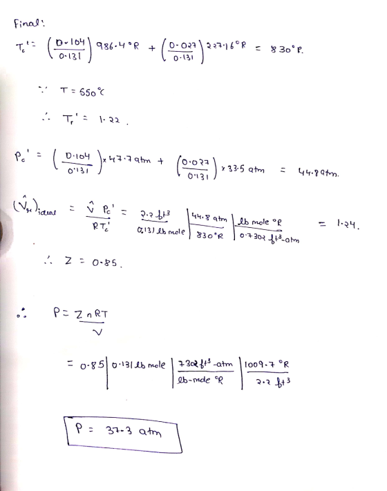 final! D-104 T! 986.4 °R ( 0-0271227.16ºR = 0.131 8 30°p. T = 550°C Ti: 1.22 Pc D.104 . )*** 47.7 atm + 0.077 0131 x 33.5 at