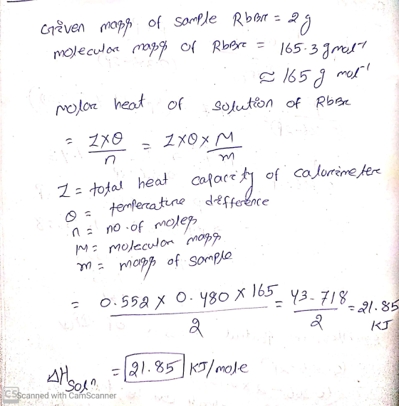 2= total heat tempercatine difference ag 165-3 gmalt Ctëven maps of sample Rbore = moleculore maps of RbBre = a 165 g mot mo