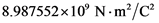 8.987552x109 N.m/c
