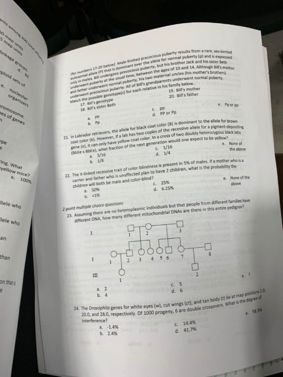 50 map units 5 map units Linkage groups d. 92 ty results from a rare, sex-limited nal puberty (P) and is expressed brother Ja
