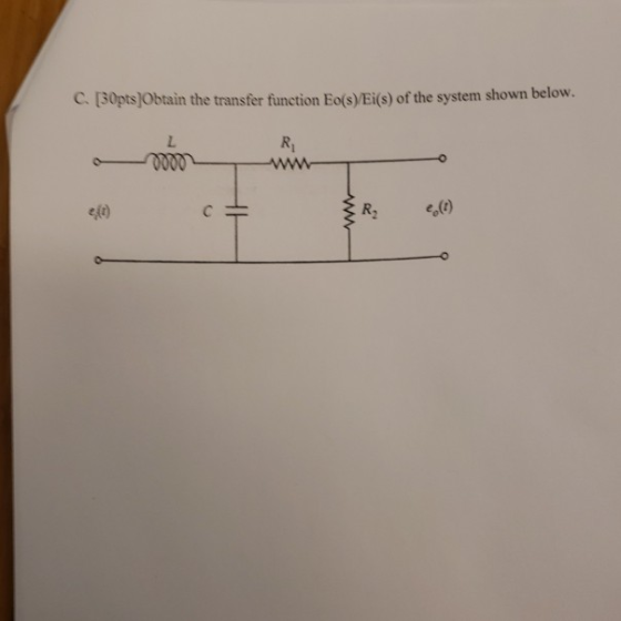 C. (30pts]Obtain the transfer function Eo(s)/Ei(s) of the system shown below.