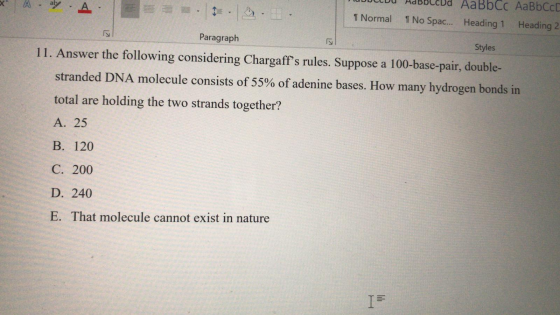 BUDUCUDUCUL Styles ay A = D. 1 Normal 1 No Spac... Heading 1 Heading 2 Paragraph 11. Answer the following considering Chargaf