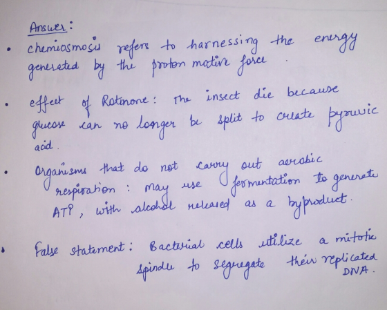 . Answer: chemiosmosis refers to harnessing the energy generated by the proton motive force effect of Rotinore: The insect di