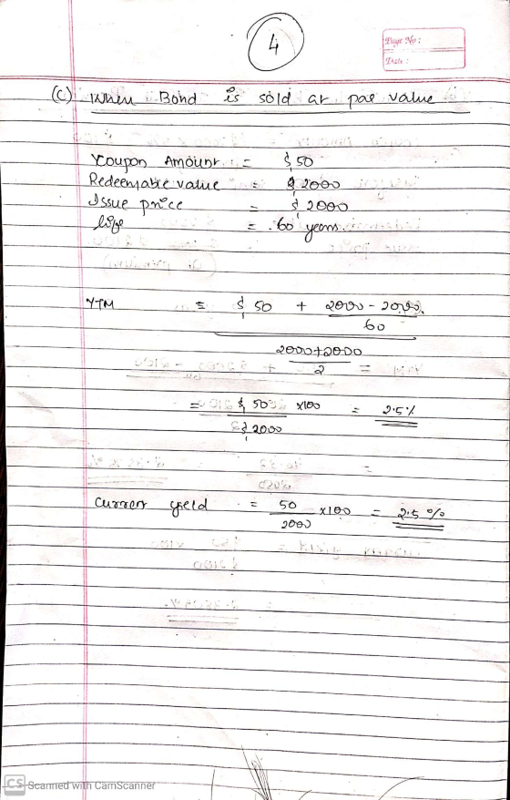 (C) when i Bond is sold at pas value Youpon Amounr. E $50 Redeemable values & 2000 songs $ 2000 22.60 years. cat Issue pnce Y