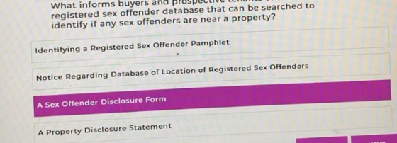 What informs buyers and registered sex offender database that can be searched to identify if any sex offenders are near a pro