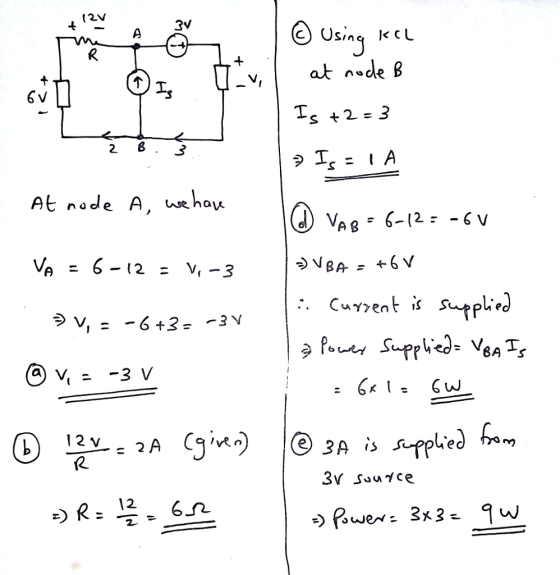 (2V AJv c) Using ķCL 6 V s +2=3 2. Current is Su?pled