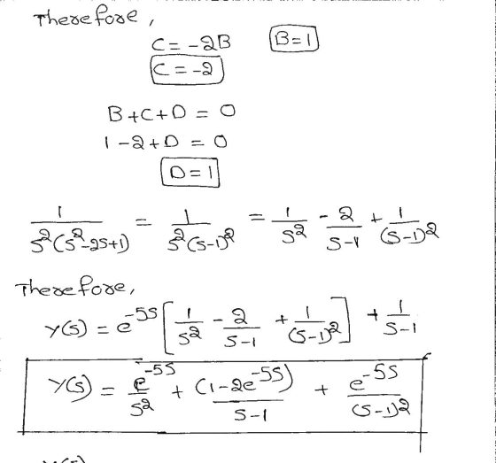 Therefore, C=-2B C=-2 B=1 B+C+D = O 1-2+D Del 2 t (599+) sisija (6-D2 S- Therefore, -58 Y()-é - + 2 5-1 ( S-1 G-12 -55 -SS YG