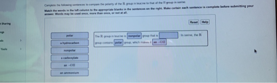 Complete the long sentences to compare the polarty of the group in luce to that of the group is see Match the words in the le