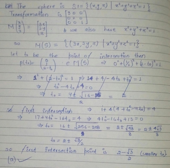 Ca The Gphere is Transfoamation Si2()2 0P O 2 Oo M base also 24 M(6) let to be S0 interseotion ther Ot(%)+6-to peint of the