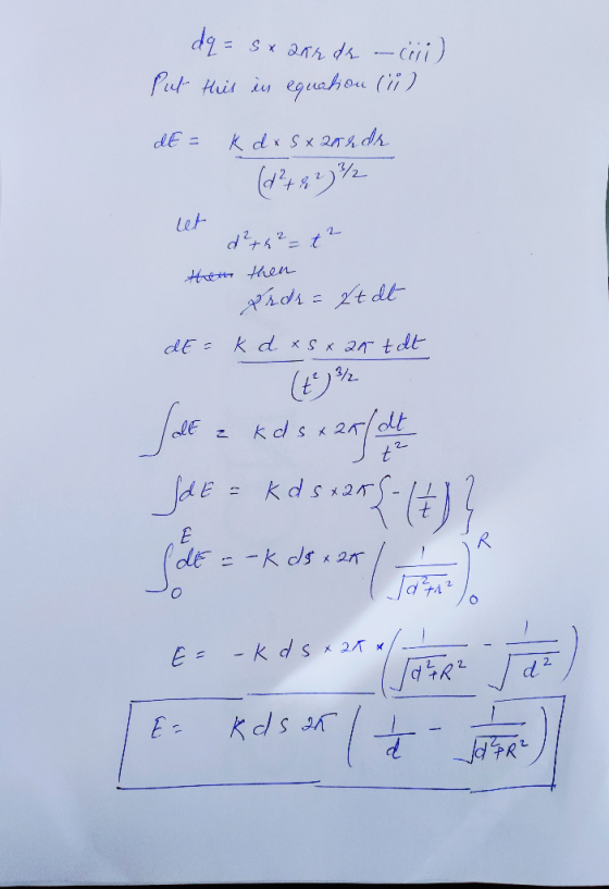 dq=sx aarde – cii) Put this in equation (i) de = K d x S x aarde (8482142 let 22 - t them then Xrdr= 2t dt de = k d xsxaktat