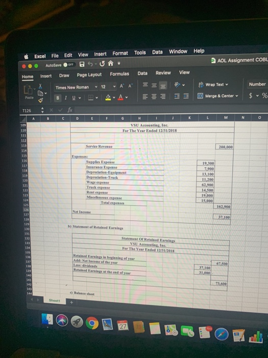 ExcelFile Edit View Insert Format Tools Data Window Help .. AutoSave S u ñ . AOL Assignment COBL Home Insert DrawPage Layout