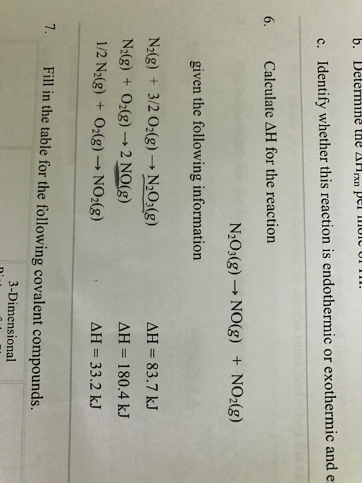 Calculate Delta H for the reaction N_2 O_3 (g) ri
