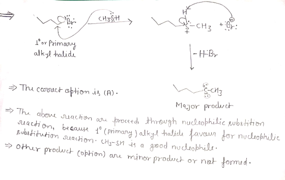 noori Chišty n achziehen for primary alkyl halide |- HB The WŠ-chz f = The correct option is (A) - Major product ne reaction