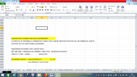 BOND - Microsoft Excel (Product Activation Failed) Add-Ins File Home Insert Page Layout Formulas Data Review View - 2x % Cut