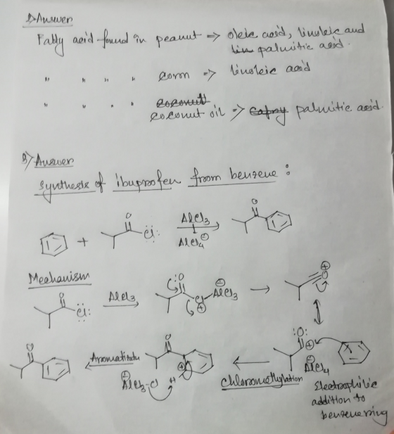 Auswer Fally acid found in peanut a dele coid, liustic and in palmitic acid. Corn > linoleic acid и M ܙܐ lopove coconut oil >