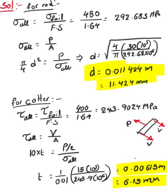 Sol for rod: 272 683 nA 3000 d.y π 29 2.GSNof d: 0.011 424 m for co ter !0- 243. 9027 Ma F.S 6.15 m