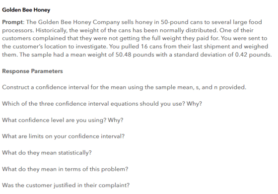 Golden Bee Honey Prompt: The Golden Bee Honey Company sells honey in 50-pound cans to several large food processors. Historic