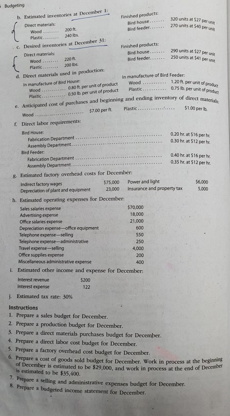 320 units at $27 per unit 270 units at $40 per unit 290 units at $27 per unit 250 units at $41 per un Budgeting b. Estimated