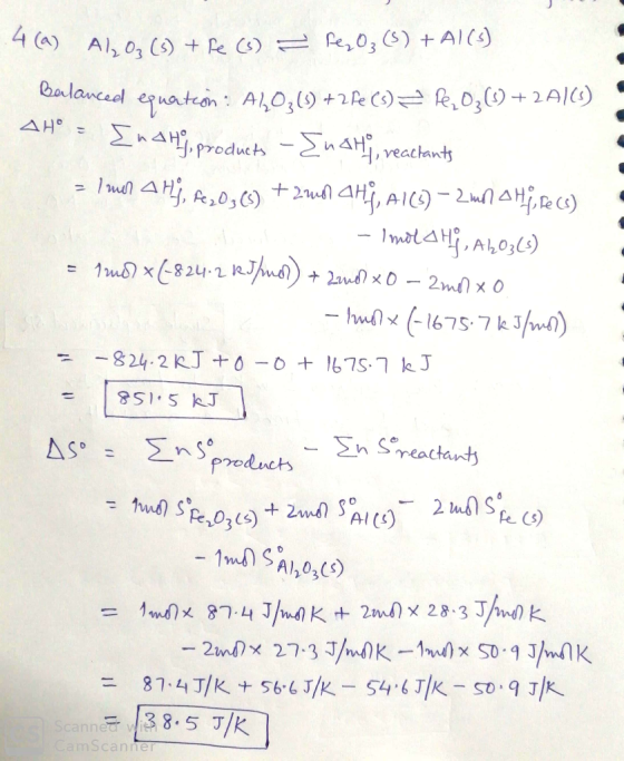 4 (a) A03 C)Pe C) fe,03 () Al ( Balancedl A10319+2Re C) 0(92AI Thaton: AH,produch -na,veacants ΑΗ |4Hi, AI)-2AHRc) -1 mola,AL