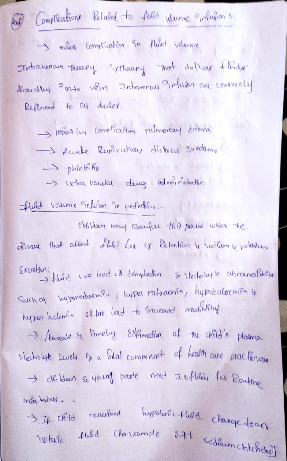 Complication related to fulfil vere inpension or y major complication an fluid volume Intravenauy Therapy ixthorary That deli
