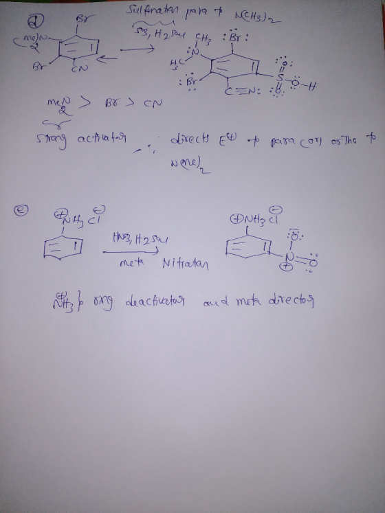 @ Sulfonation para & BY NCH3)2 S3, Hy sour çuş Br: BV EN AC. I i Brit I . Can: : 20- men > Br J CN Strong activatal of para c