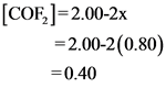 [COF,]=2.00-2x
= 2.00-2 (0.80)
=0.40
