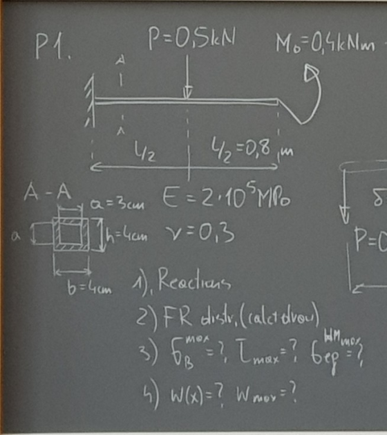 P-0,SkN Mo-0,4kNun P1. 4/2 20=1 A -A a=3cuE2.10M -an 0,3 P-C -4m Reacas 2) FR dish (rald dveu) иO. МОК тax