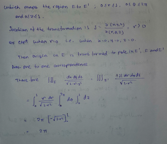 which maps the region Eto E; osred, oco LRT and of ZL. Jacobian of the transformation is = 2 Chigit) - rzo a(r,0,2) ex cept