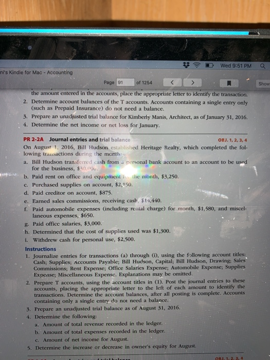 0 Show 3 D Wed 9:51 PM inis Kindle for Mac - Accounting Page 91 of 1254 the amount entered in the accounts, place the approp