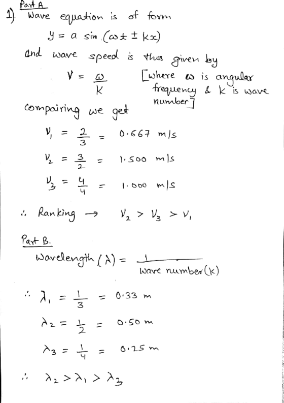 wave equationof fom y a sin ( kx) ind wae speed ihase by Lwhere o is angular ueny nunnber ComDairi 0.667 mls 3 3 2. 3 fa*- B Jovelem wavre number (k) 0,33 м 3 2. 02S m 3