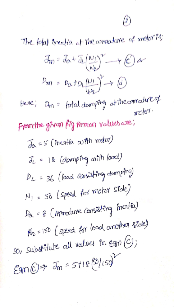 The total Prentia at the armature of molor 74; for den t 5( . )+04 Im = Patan) Here; Dom - total damping at the omature of m