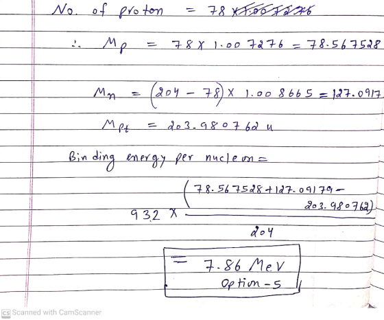No. of proton WEDER 8t Мр 78 X 1.00 7276 = 78.567528 Mn (aon. 78) x 1.00 8 66 5 = 127.0917. Met = 203.980762 u Binding energy