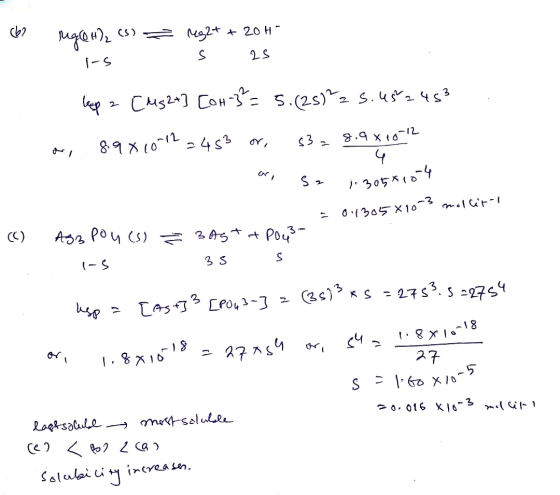 reg@H)2 (5) Mg2+ + 20H- 25 I-5 leep 2 [Mg2+] [OH-3²=5.(25)² = 5.452 453 or, 8.9x10-12 = 453 or, 83=8.9810-12 4 wi sa ir 30581