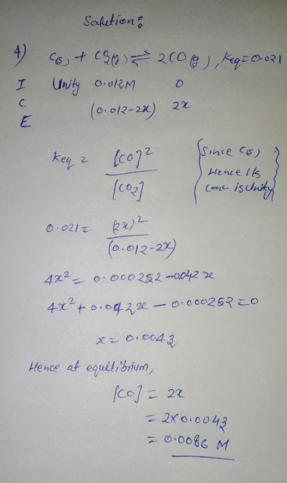 C. 0.012-2x) 2χ Since s Hence is 0.012-2 2. Hence at equl bium Coz 22