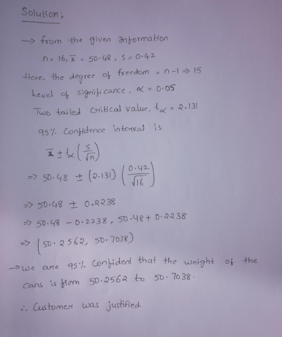 Solution; >from the given dntorma tHon n=16, - 50O 48, S=0.42 Here. the degree o freedom hevel of signiti cance, Two tailed C
